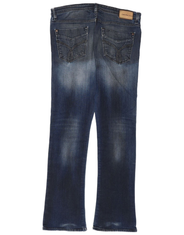 Calvin Klein Womens Acid Wash Bootcut Skinny Jeans W34 L32 Blue