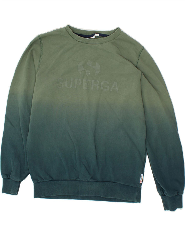SUPERGA Boys Graphic Sweatshirt Jumper 14-15 Years Medium  Green Vintage Superga and Second-Hand Superga from Messina Hembry 