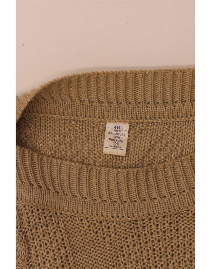 Vintage Womens Oversized Boat Neck Jumper Sweater EU 48 2XL Brown