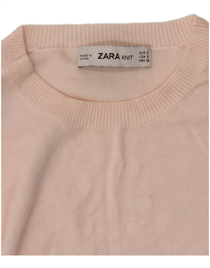 Zara Womens Crew Neck Jumper Sweater UK 8 Small Pink