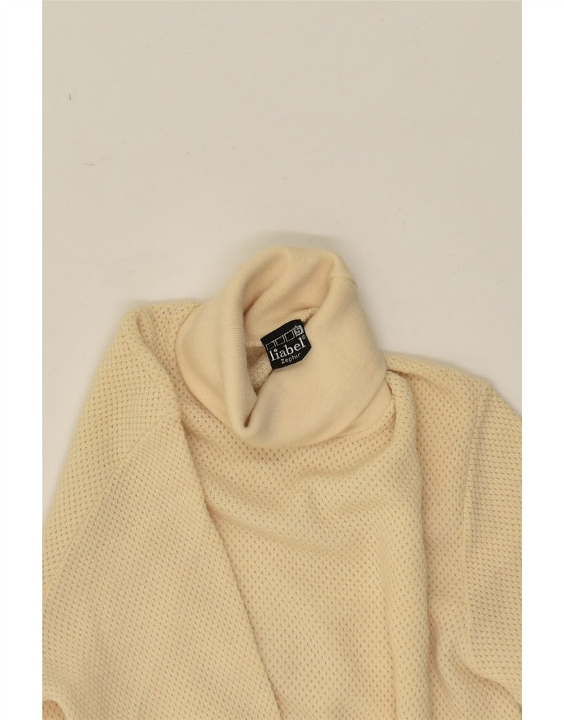 VINTAGE Womens Roll Neck Jumper Sweater UK 14 Medium Beige Acrylic | Vintage Vintage | Thrift | Second-Hand Vintage | Used Clothing | Messina Hembry 