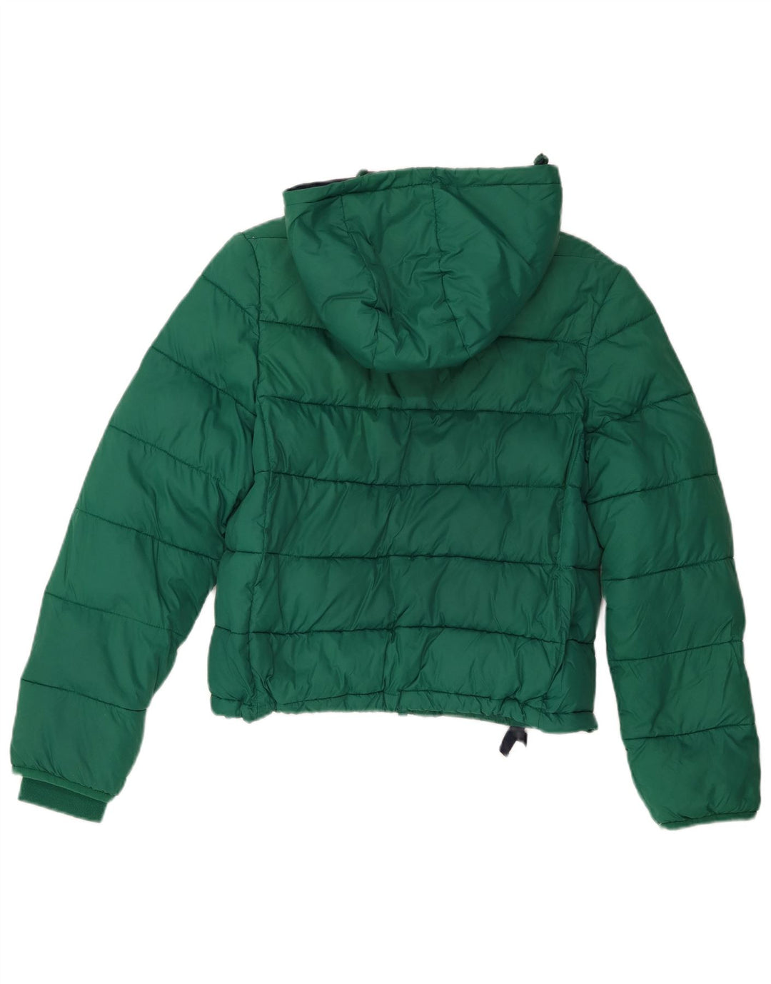 Jack Wills Womens Crop Hooded Oversized Padded Jacket UK 8 Small Green
