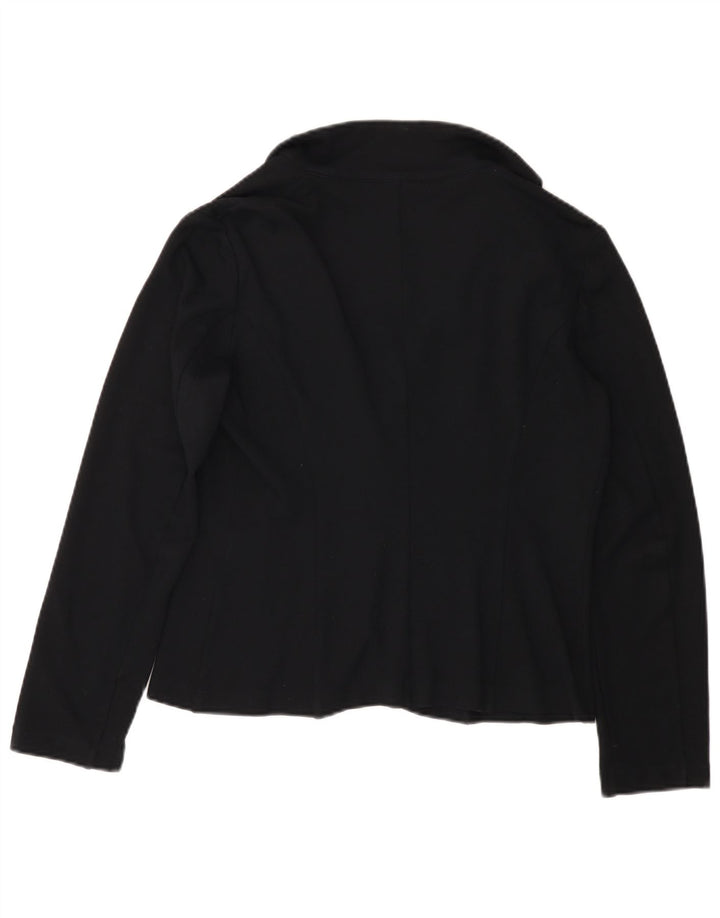 BENETTON Womens 1 Button Blazer Jacket UK 16 Large Black Viscose