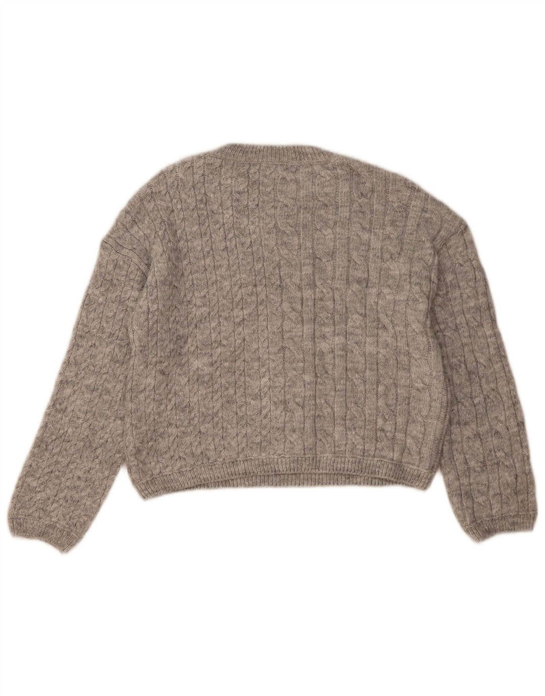 Marks & Spencer Womens Crop Crew Neck Jumper Sweater UK 10 Small Grey