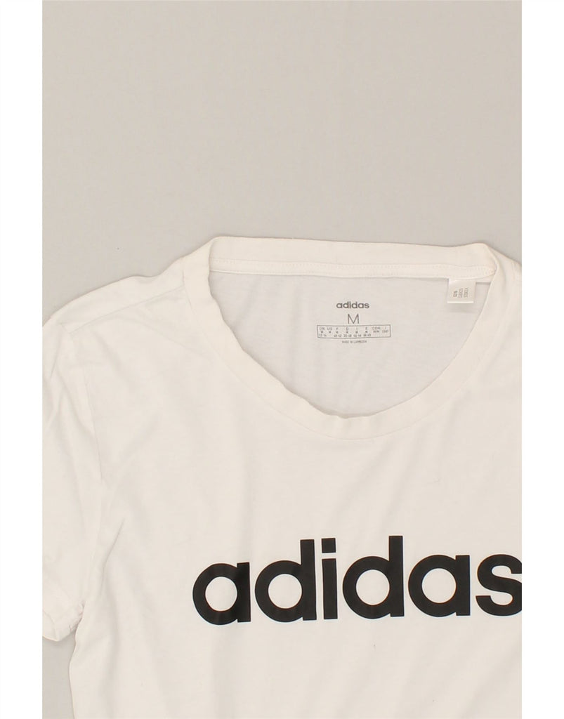 ADIDAS Womens Graphic T-Shirt Top UK 12/14  Medium White Cotton | Vintage Adidas | Thrift | Second-Hand Adidas | Used Clothing | Messina Hembry 