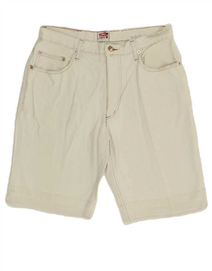 ENRICO COVERI Mens Denim Shorts W30 Medium Off White Cotton Vintage Enrico Coveri and Second-Hand Enrico Coveri from Messina Hembry 