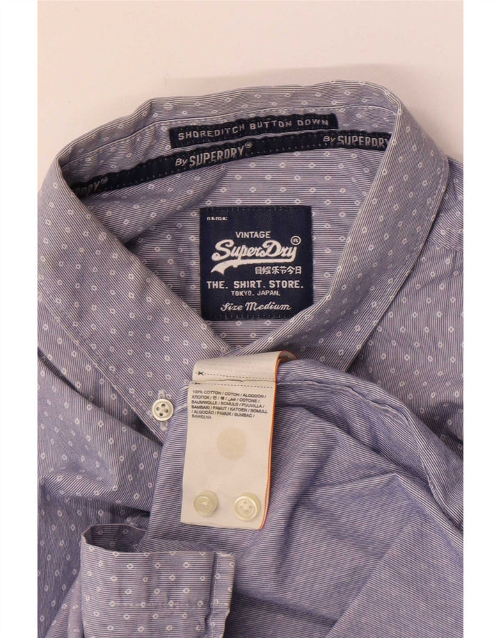 Superdry Mens Shirt Medium Blue Geometric Cotton