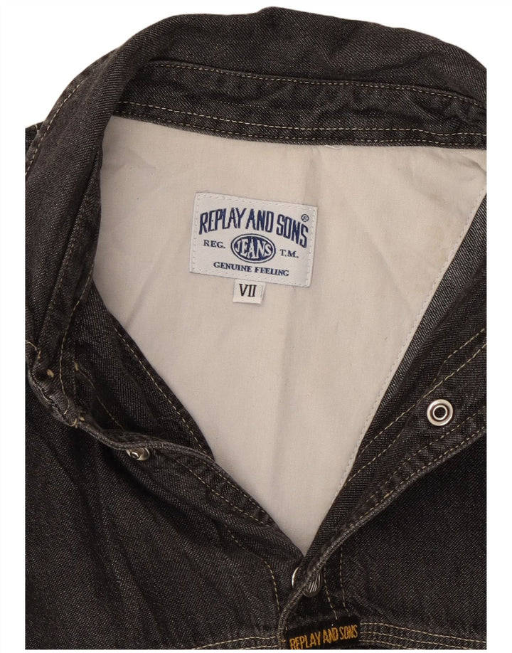 Replay Mens Denim Shirt Small Grey Cotton