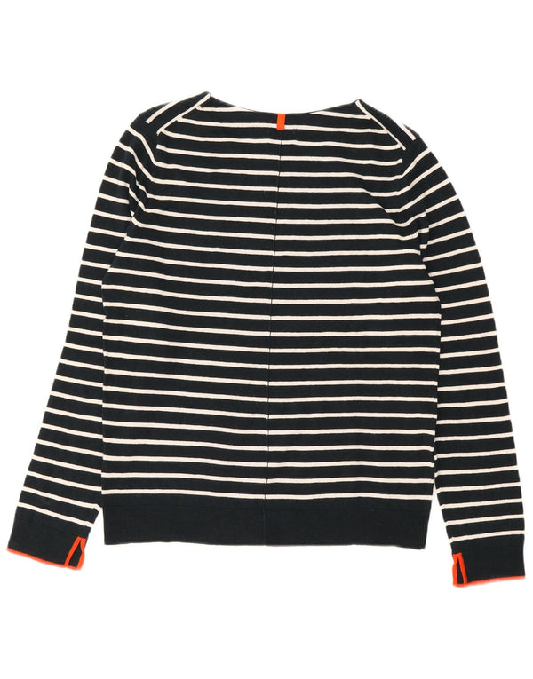Jigsaw Womens Boat Neck Jumper Sweater UK 14 Medium Navy Blue Striped