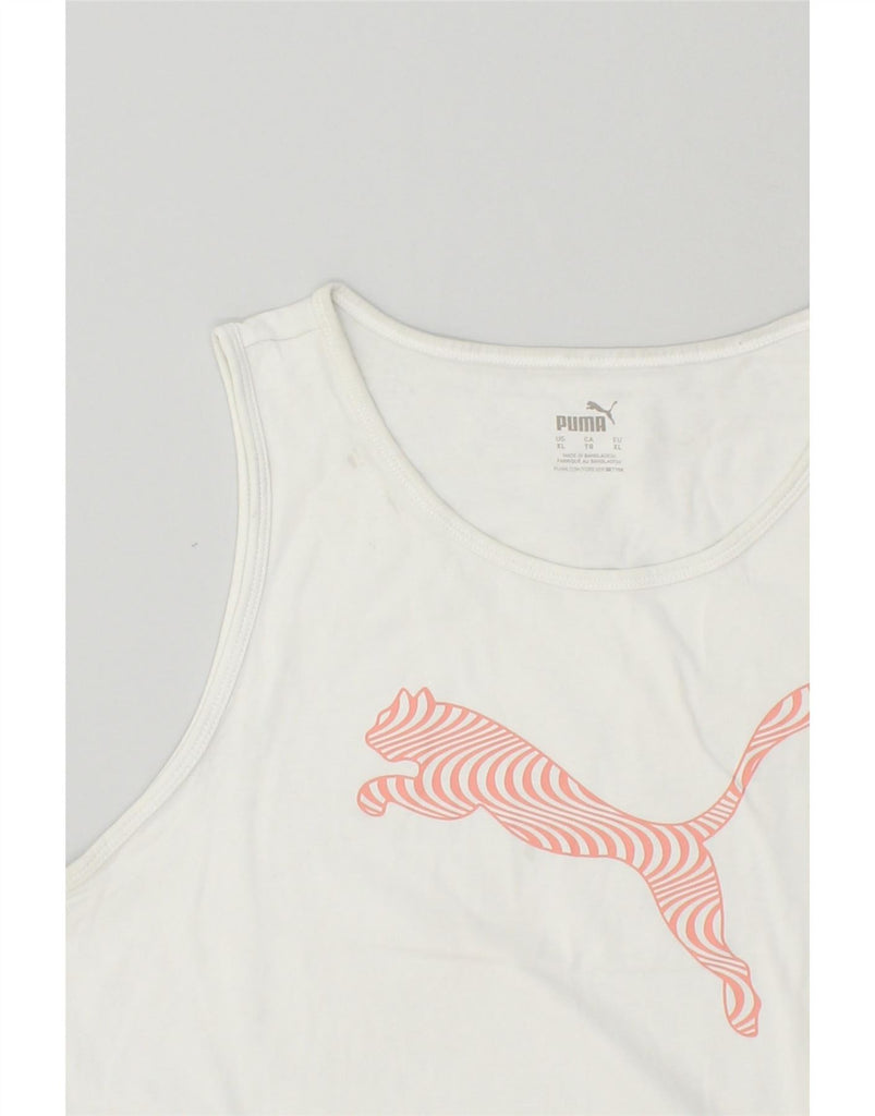 PUMA Womens Graphic Vest Top UK 18 XL White Cotton Vintage Puma and Second-Hand Puma from Messina Hembry 