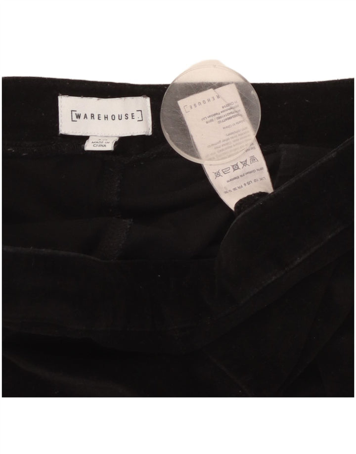 WAREHOUSE Womens Slim Velvet Casual Trousers UK 10 Small W30 L27 Black