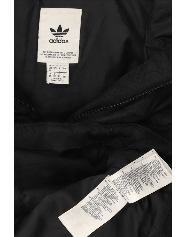 Adidas Womens Graphic Hooded Padded Jacket UK 8 Small Black Polyester