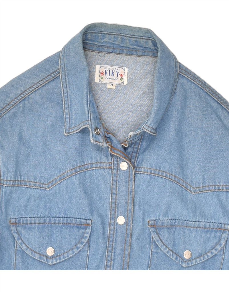 VINTAGE Womens Denim Shirt UK 12 Medium Blue Cotton | Vintage Vintage | Thrift | Second-Hand Vintage | Used Clothing | Messina Hembry 