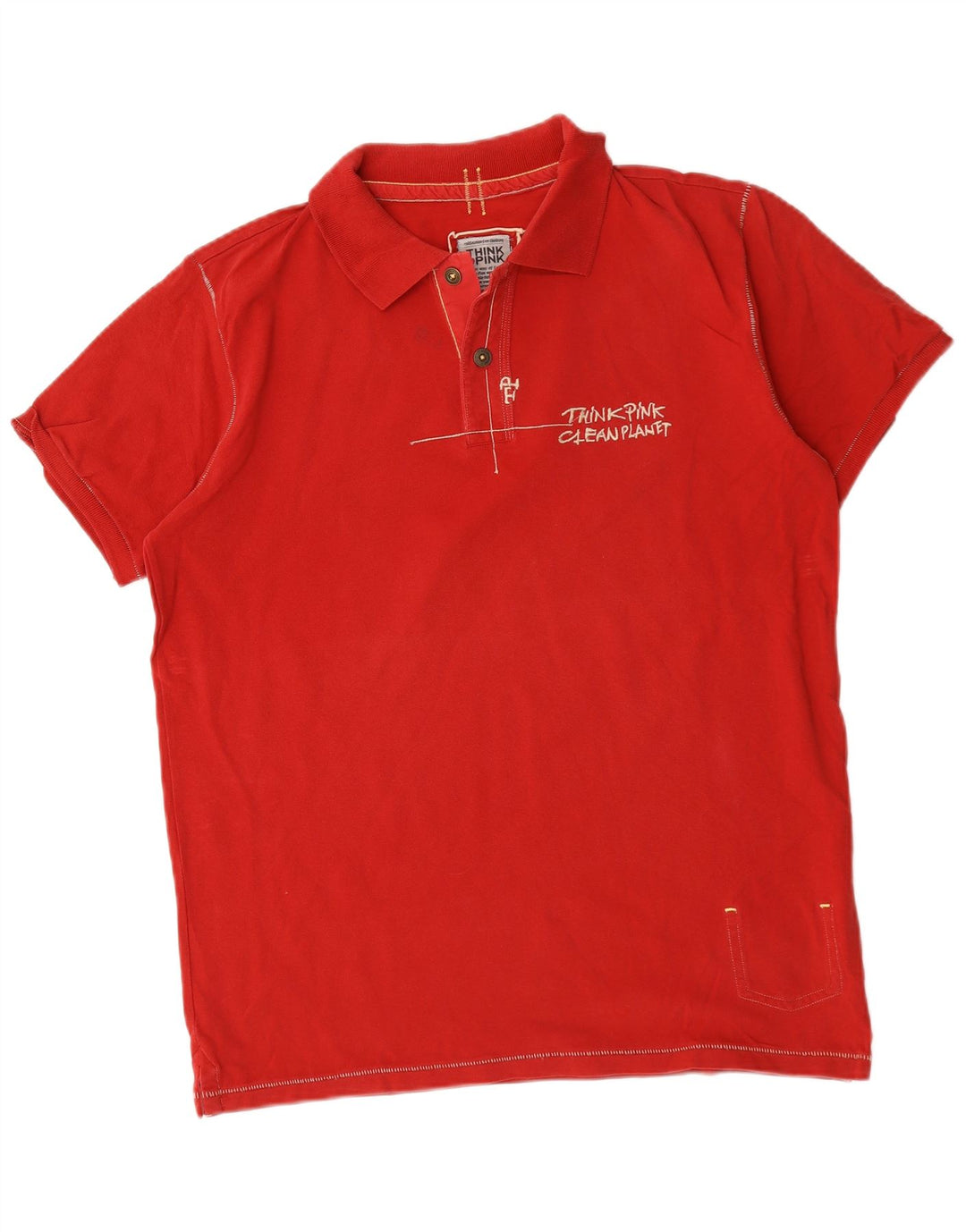 Think Pink Mens Polo Shirt XL Red Cotton