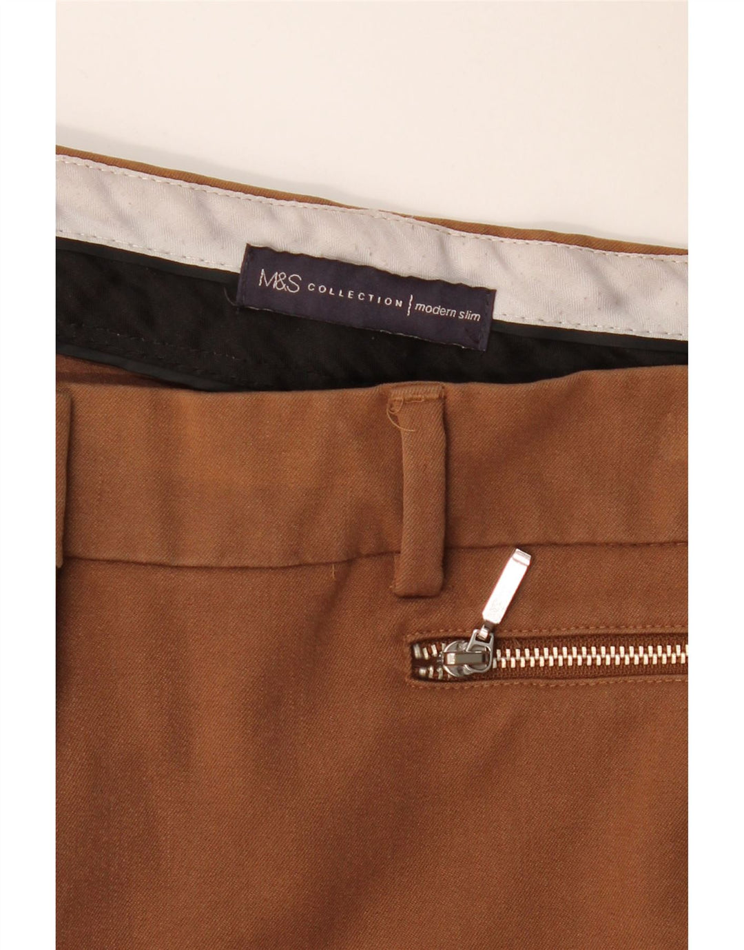 Marks & Spencer Womens Modern Slim Casual Trousers W32 L28 Brown