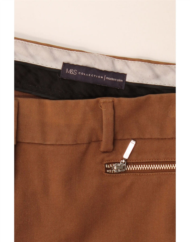 Marks & Spencer Womens Modern Slim Casual Trousers W32 L28 Brown