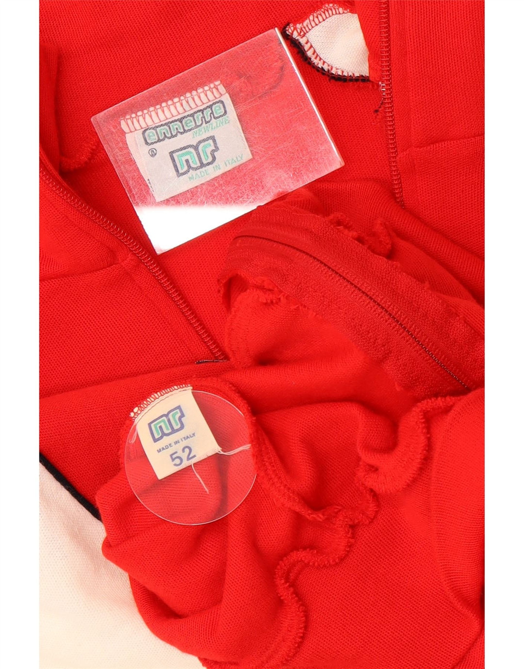 Ennerre Mens Tracksuit Top Jacket IT 52 Large Red Colourblock Acrylic