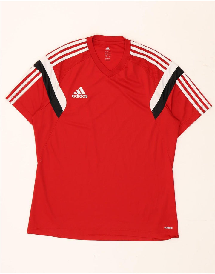Adidas Mens Climacool T-Shirt Top Large Red Colourblock Polyester
