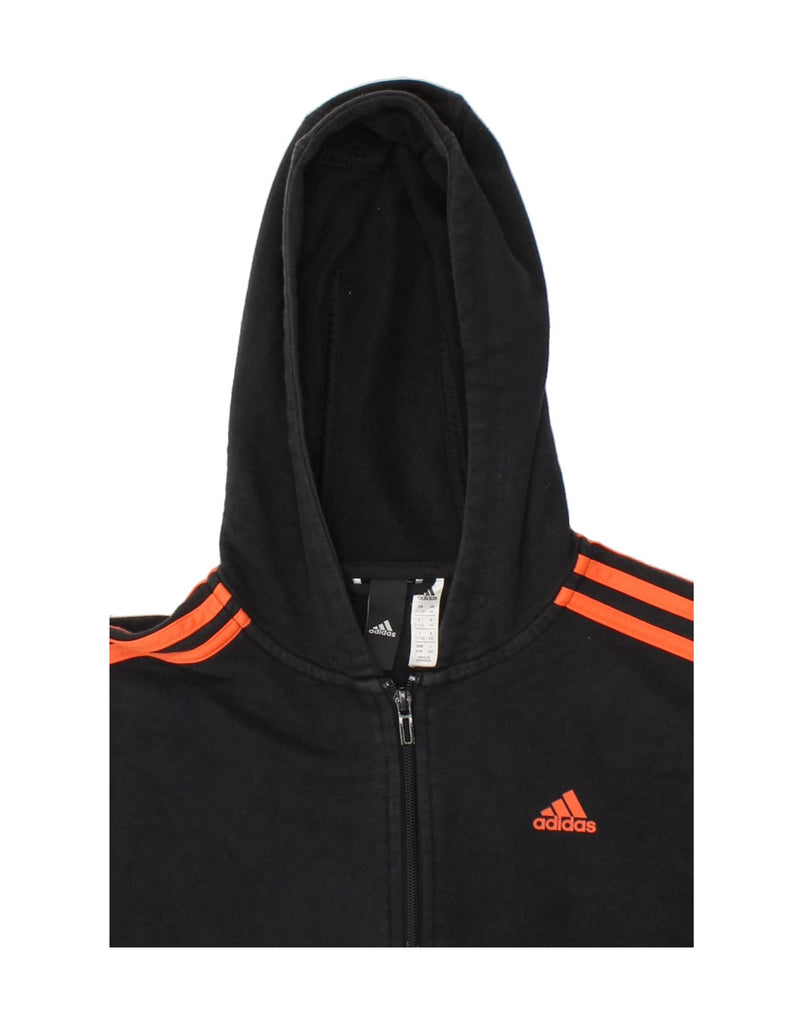 ADIDAS Boys Zip Hoodie Sweater 11-12 Years Black Cotton Vintage Adidas and Second-Hand Adidas from Messina Hembry 