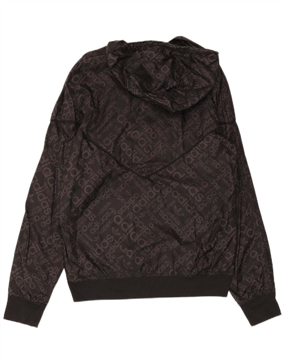 ADIDAS Mens Graphic Hooded Rain Jacket UK 38 Medium Black Polyamide