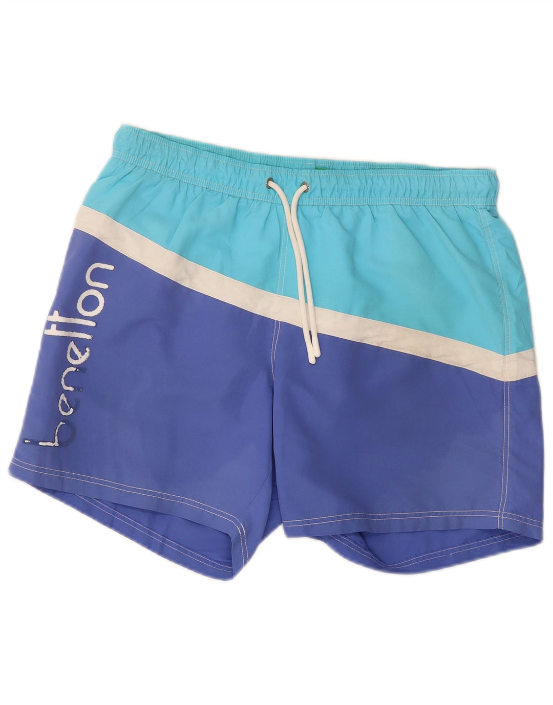 Benetton Mens Graphic Swimming Shorts Large Blue Colourblock