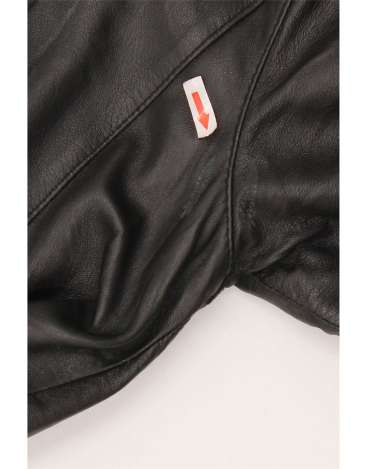 Vintage Womens Leather Coat UK 16 Large Black