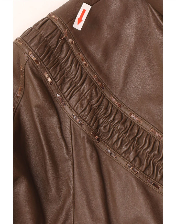 Your Sixth Sense Womens Leather Coat UK 16 Large Brown