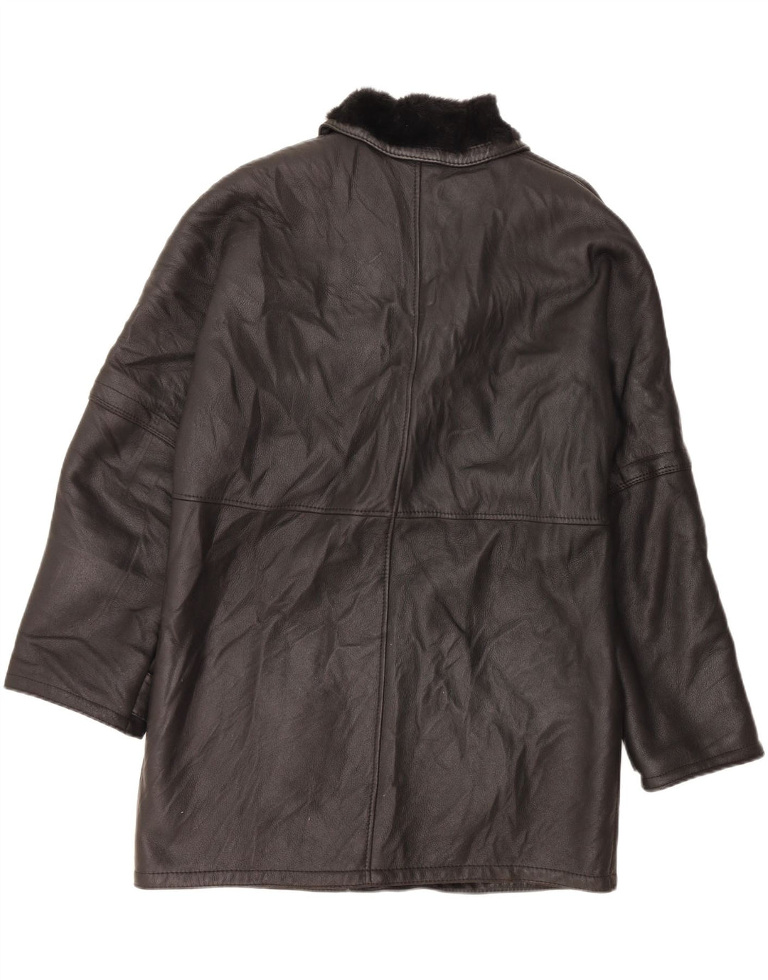 VINTAGE Mens Shearling Overcoat IT 52 XL Black Shearling