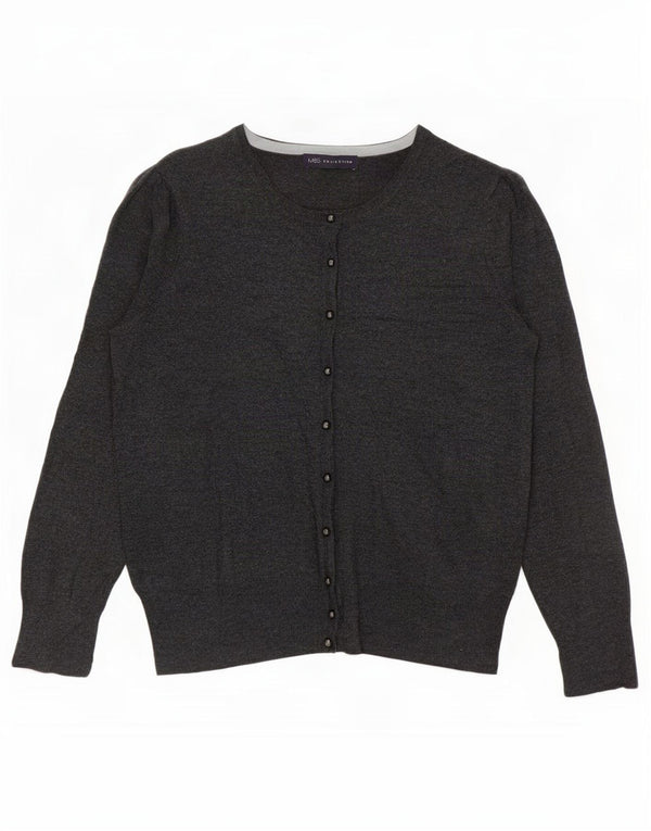 Marks & Spencer Womens Cardigan Sweater UK 12 Medium Grey Viscose
