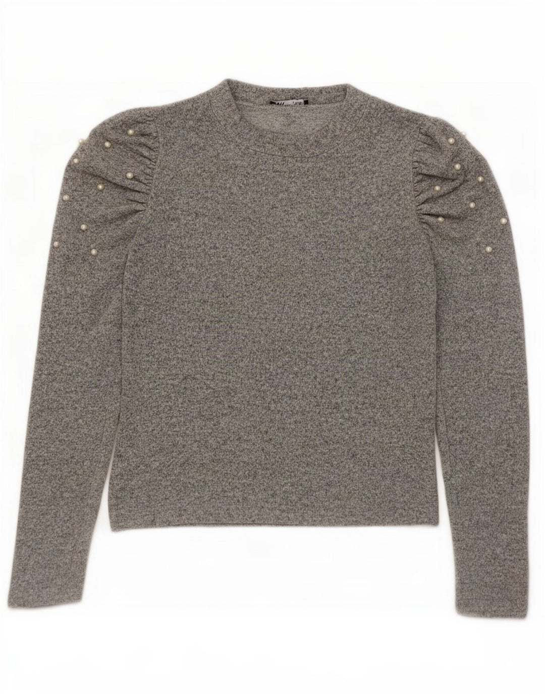 Zara Womens Long Sleeve Blouse Top UK 12 Medium Grey Flecked Viscose