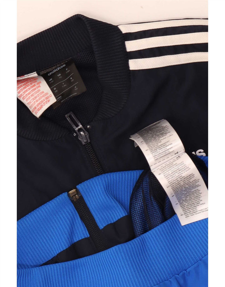 Adidas Boys Tracksuit Top Jacket 7-8 Years Blue Colourblock Polyester