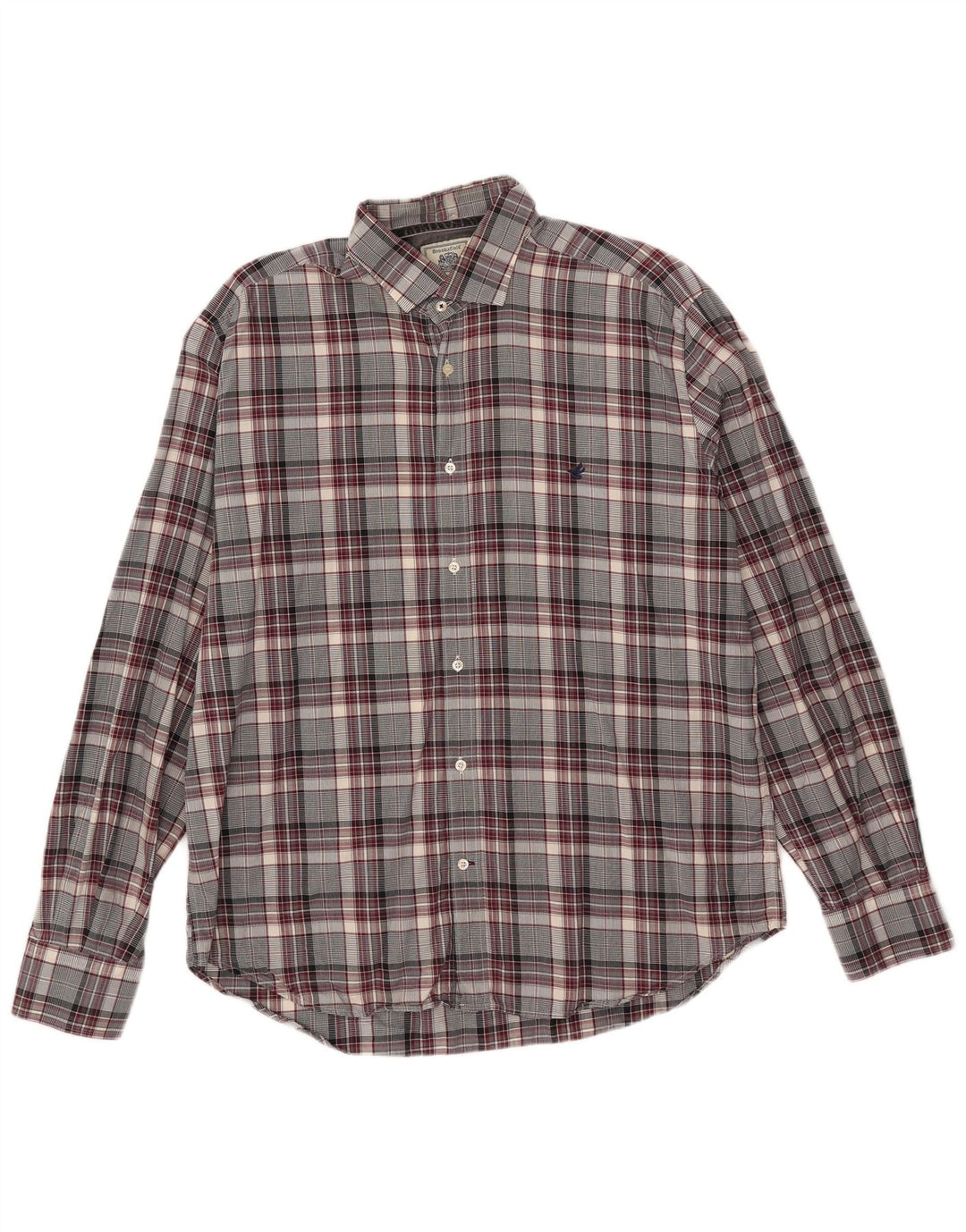 Brooksfield Mens Shirt Size 43 Large Grey Check