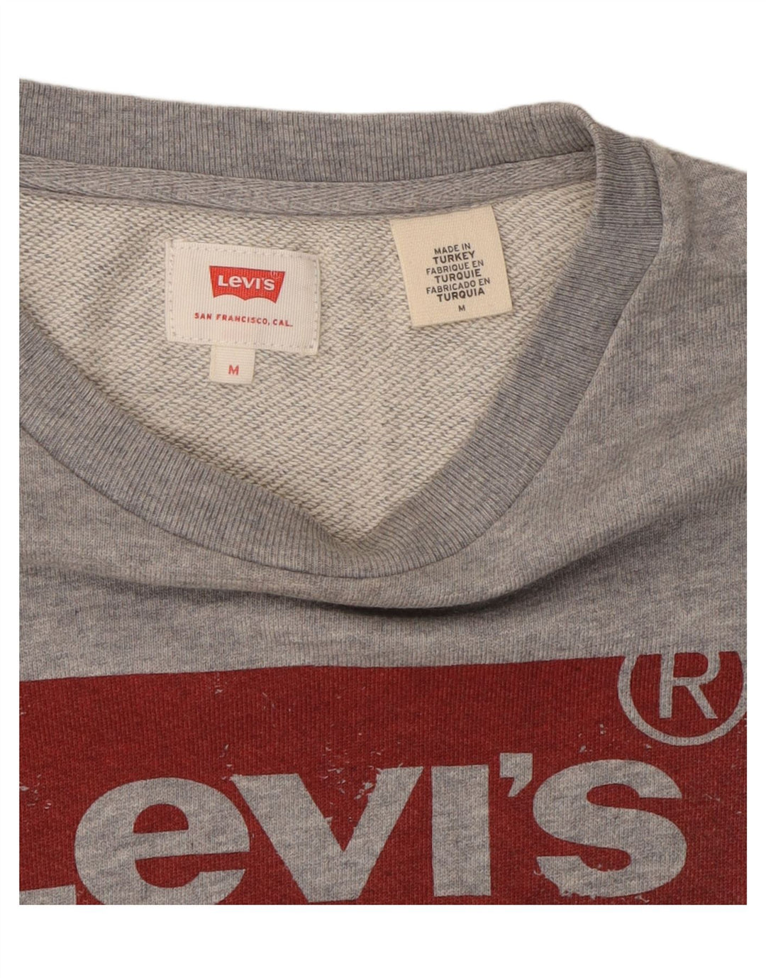 LEVI'S Mens Graphic Sweatshirt Jumper Medium Grey Cotton Vintage Levi's and Second-Hand Levi's from Messina Hembry 