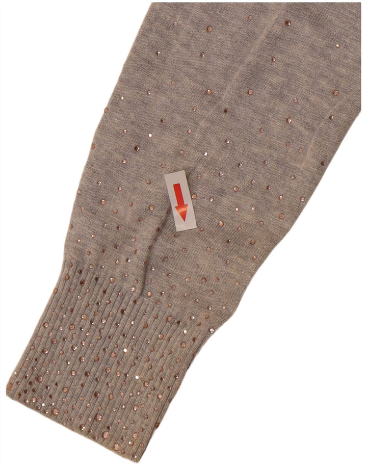 Ted Baker Womens Boat Neck Jumper Sweater Size 2 Small Grey Flecked Cotton