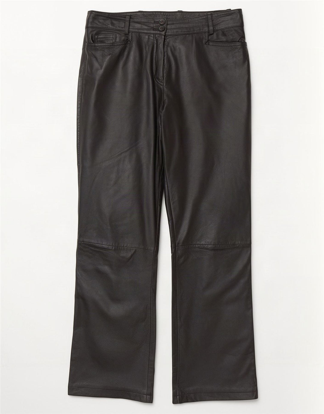 K.K.Berlin Womens Straight Leather Trousers EU 40 Medium W32 L29 Black