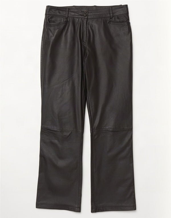 K.K.Berlin Womens Straight Leather Trousers EU 40 Medium W32 L29 Black