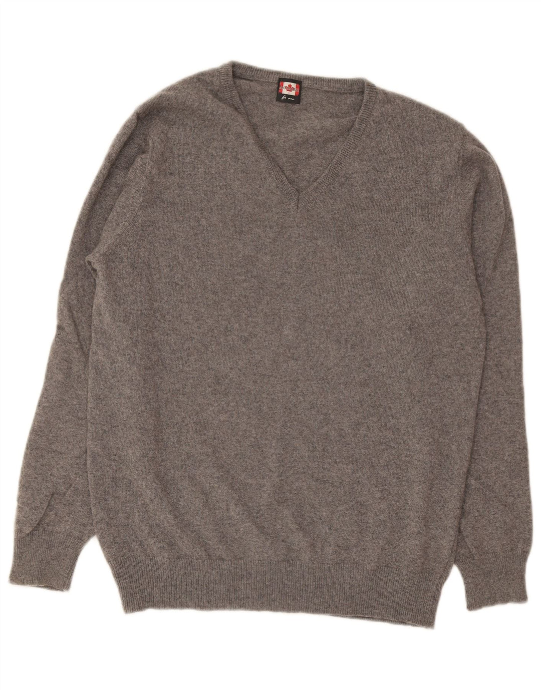 ANNAMARIA Mens V-Neck Jumper Sweater XL Grey Wool