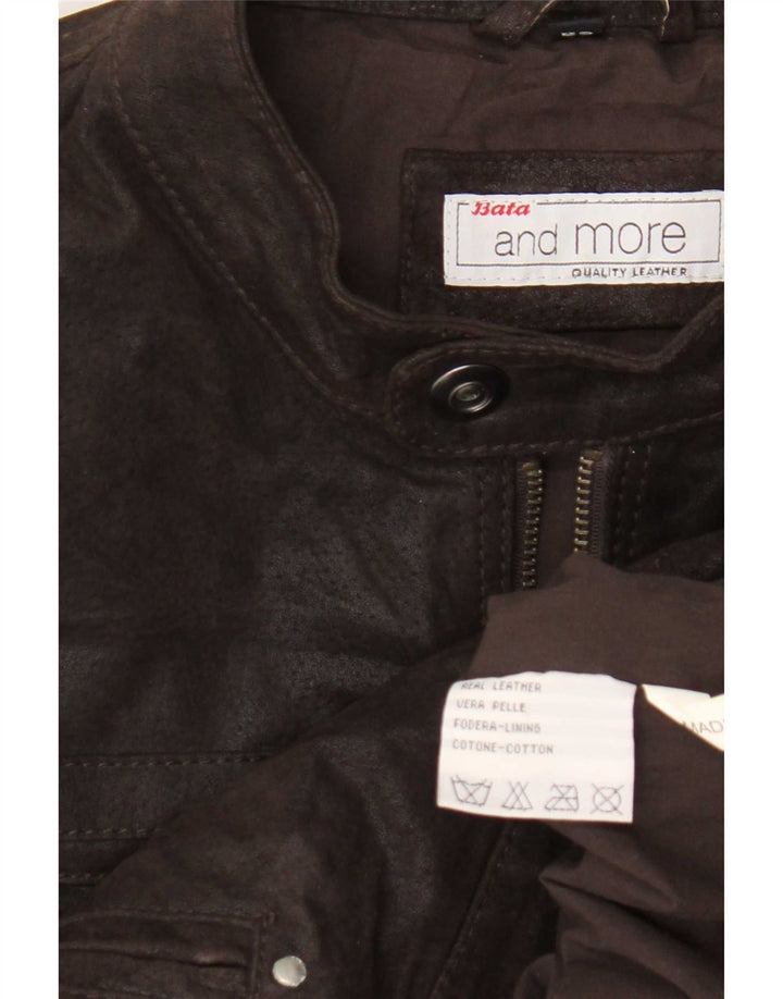 Bata and More Mens Leather Biker Jacket IT 52 XL Brown