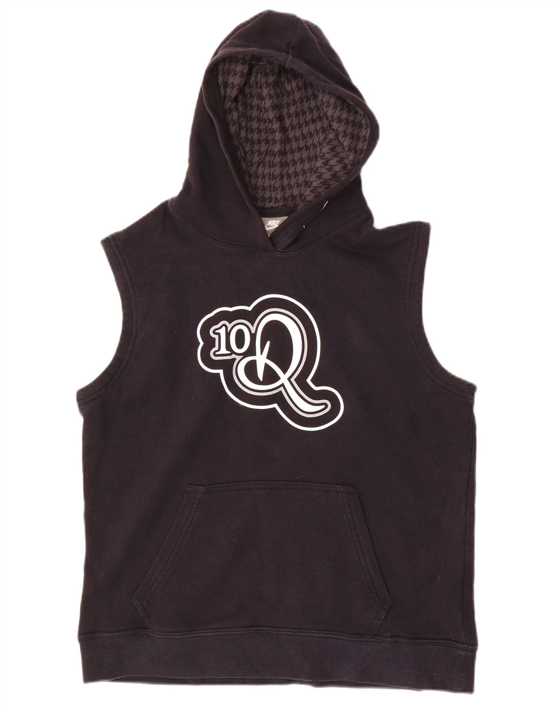 NIKE Boys Graphic Sleeveless Hoodie Jumper 10-11 Years Medium Black Cotton