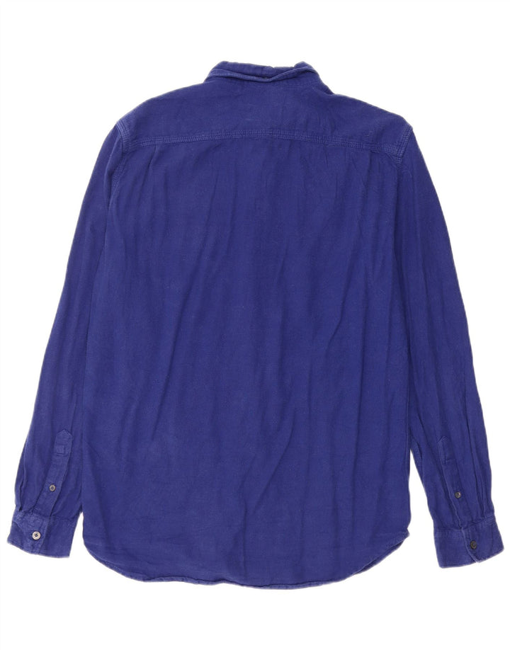 French Connection Mens Regular Fit Flannel Shirt Medium Blue Cotton