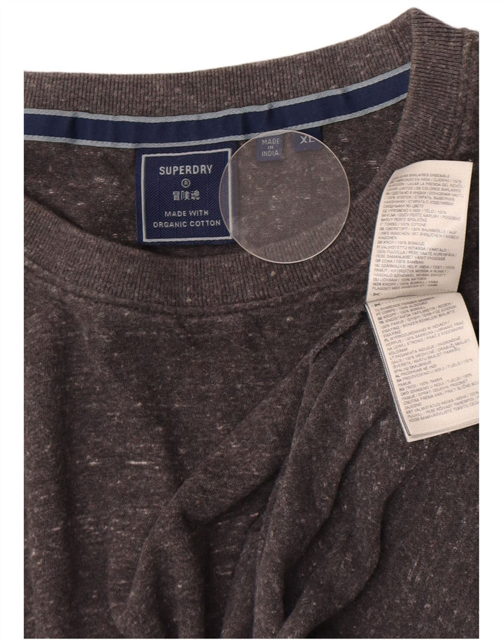 Superdry Mens T-Shirt Top XL Grey Flecked Cotton