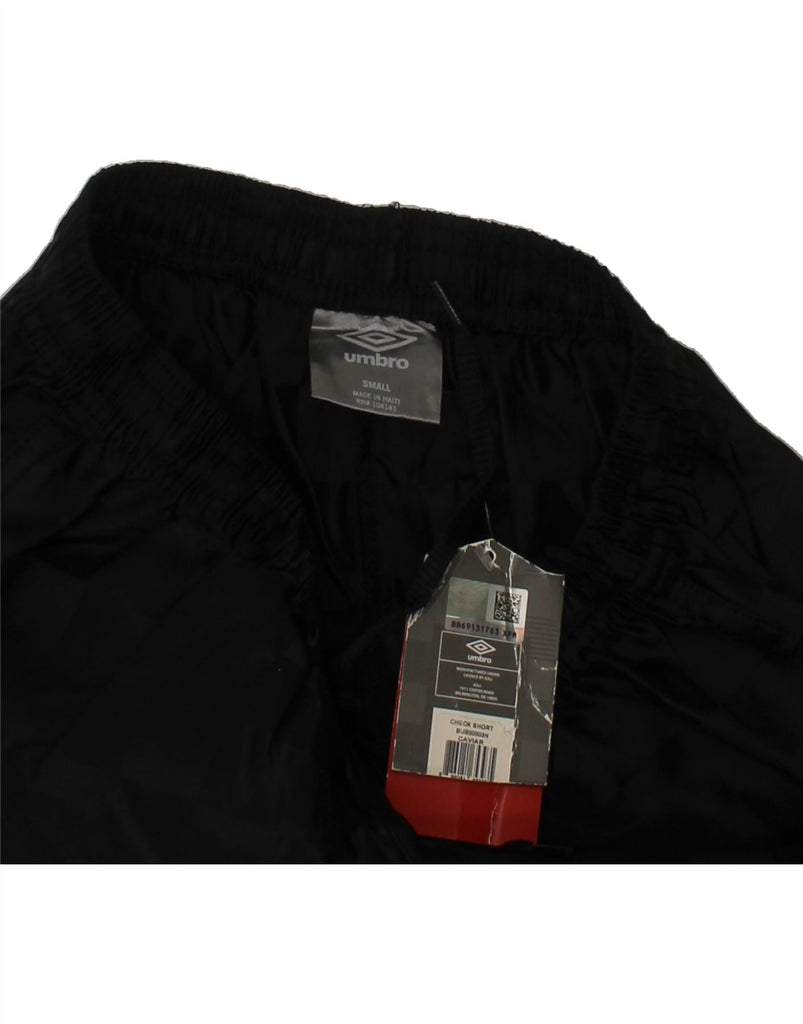 UMBRO Boys Sport Shorts 9-10 Years Small Black Geometric Nylon Vintage Umbro and Second-Hand Umbro from Messina Hembry 