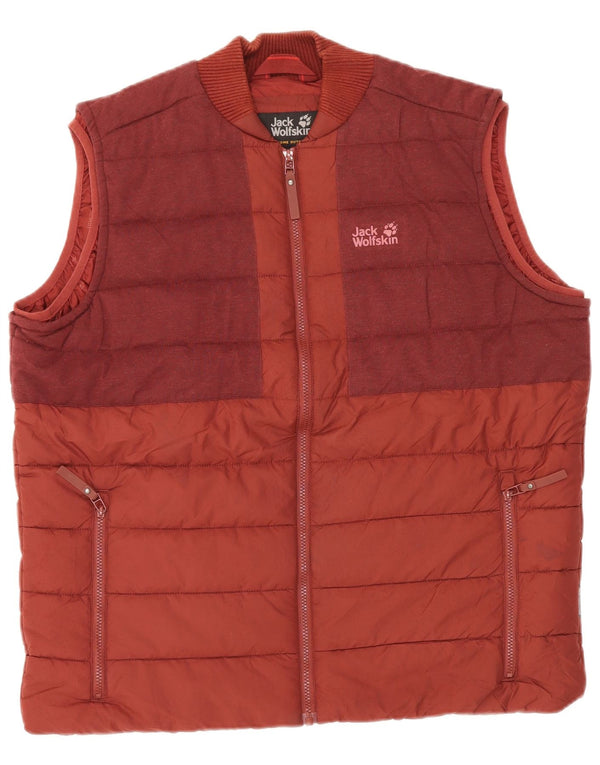 JACK WOLFSKIN Mens Padded Gilet UK 44/46 XL Burgundy Polyester