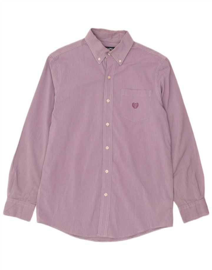 Chaps Mens Oversized Shirt UK 10 Small Purple Houndstooth Cotton