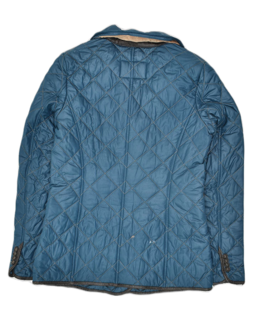 MABRUN Womens Double Breasted Quilted Jacket IT 42 Medium Blue Polyester | Vintage Mabrun | Thrift | Second-Hand Mabrun | Used Clothing | Messina Hembry 