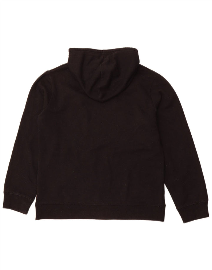 FILA Womens Graphic Hoodie Jumper UK 14 Medium Black Polyester