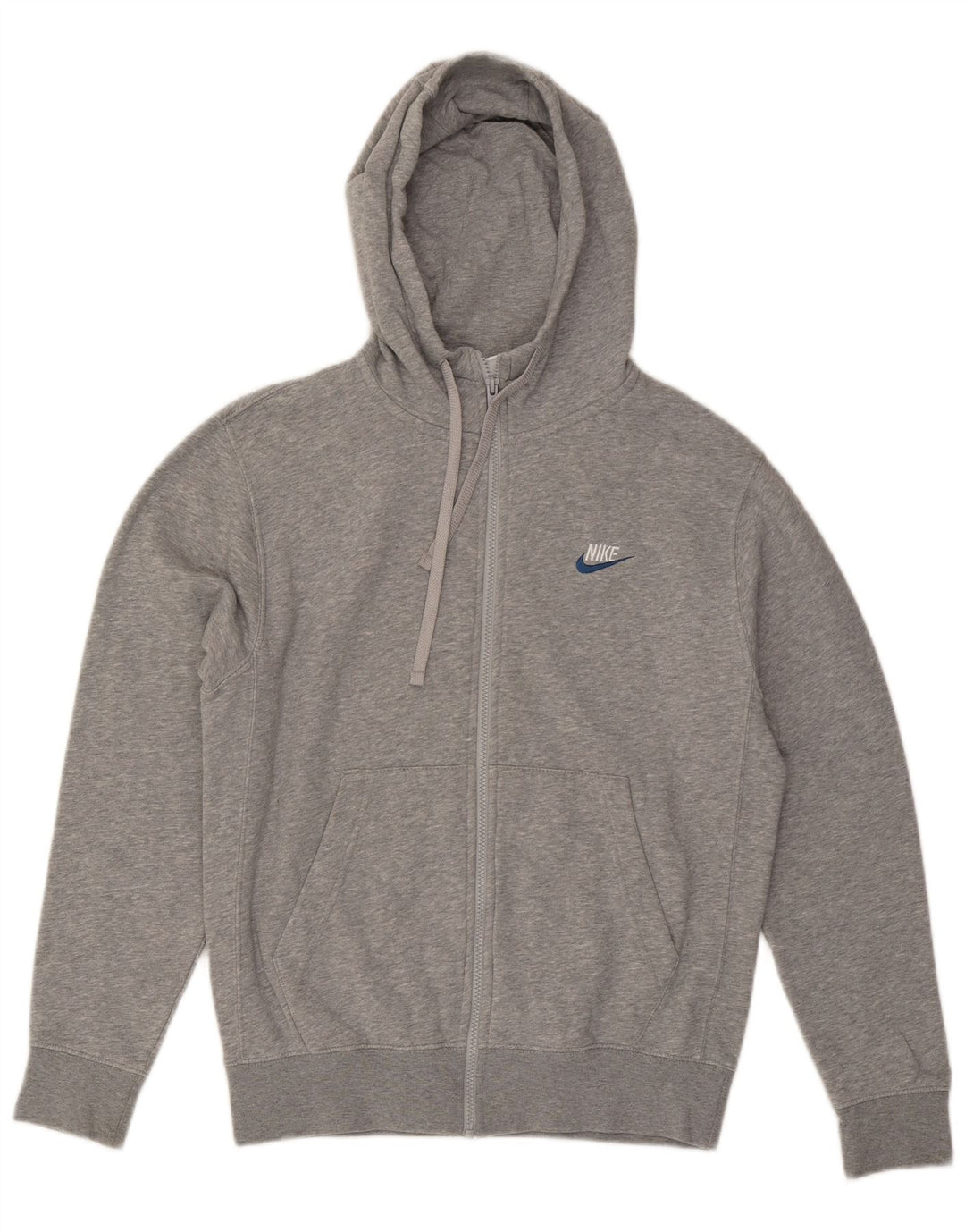 NIKE Mens Zip Hoodie Sweater Small Grey Flecked Cotton