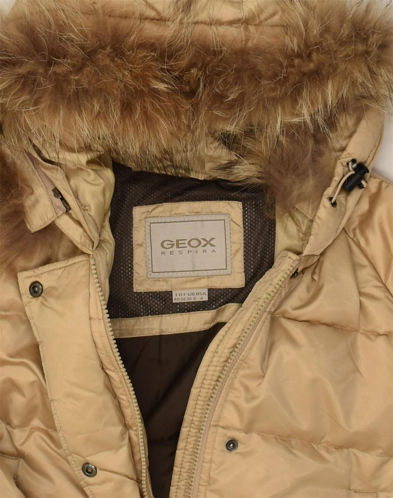 GEOX Womens Hooded Padded Jacket UK 6 XS  Beige Polyamide | Vintage Geox | Thrift | Second-Hand Geox | Used Clothing | Messina Hembry 