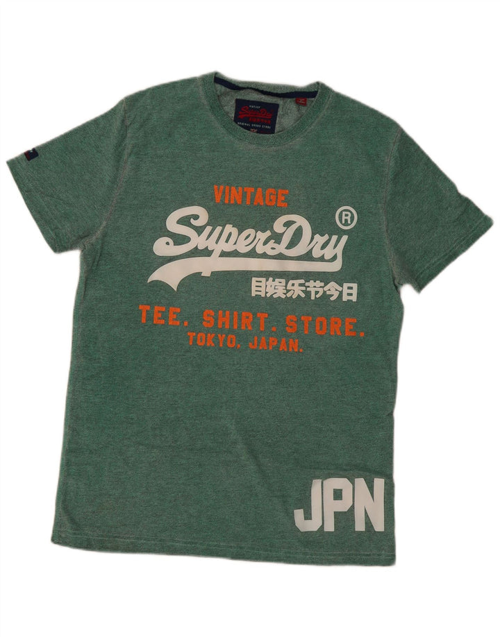 Superdry Mens Graphic T-Shirt Top Large Green Cotton