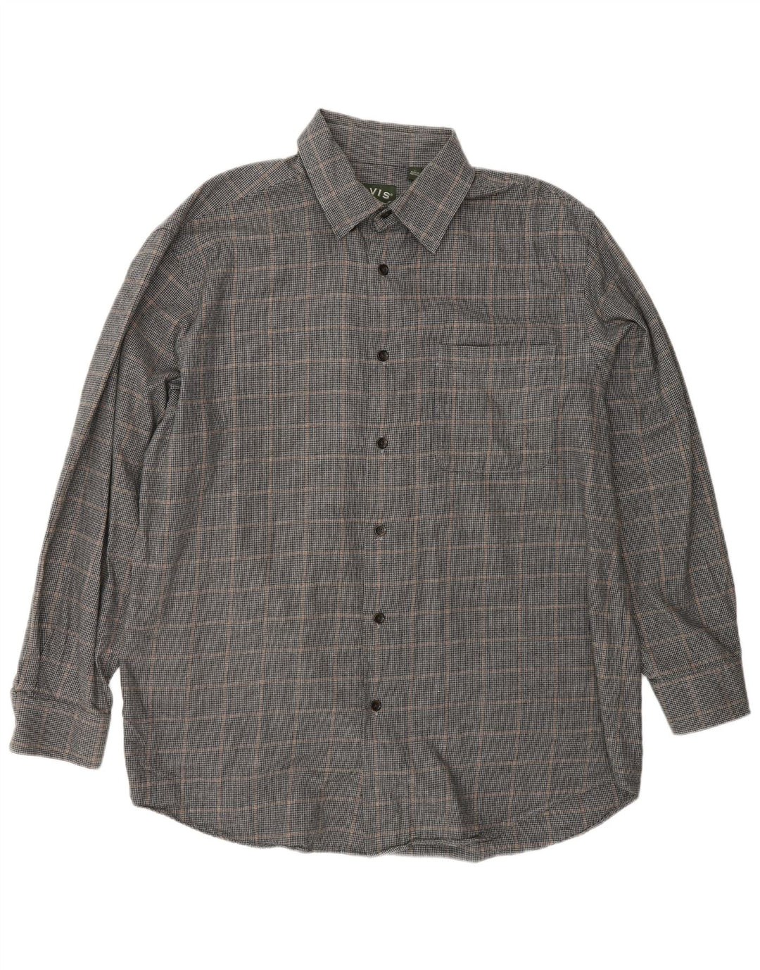 Orvis Mens Flannel Shirt Large Green Houndstooth Cotton